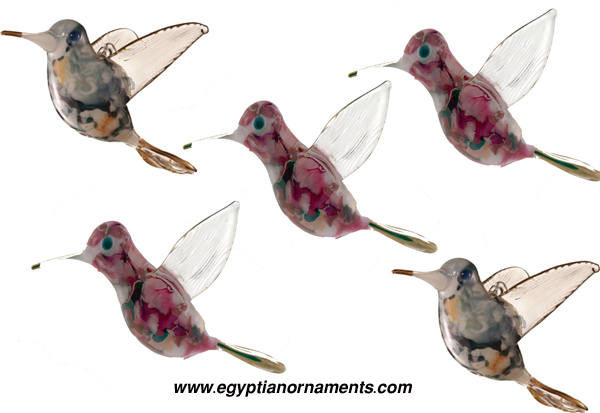 Lot of 10 Hand Blown Glass Hanging Hummingbirds Christmas Orname